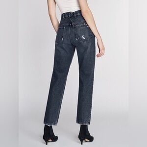 Marissa Webb Grant Straight Leg Jean Size 25 Black Stonewashed and Cinched back